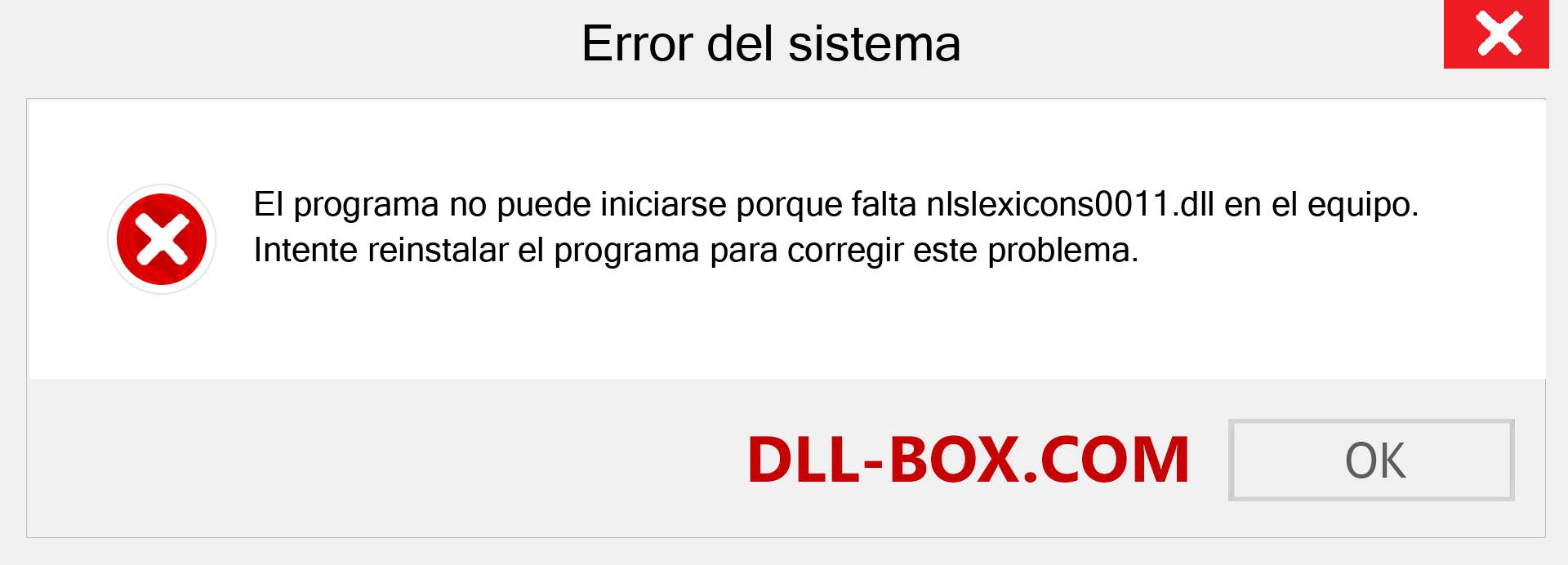 ¿Falta el archivo nlslexicons0011.dll ?. Descargar para Windows 7, 8, 10 - Corregir nlslexicons0011 dll Missing Error en Windows, fotos, imágenes